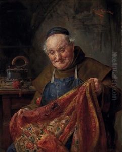 Monchsbruder Beim Reparieren Einer Zierdecke