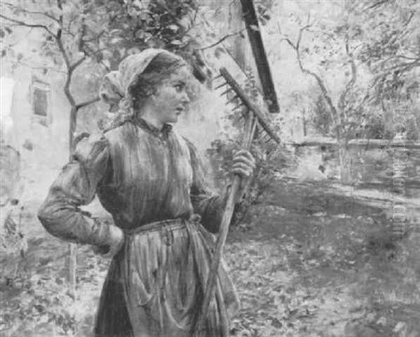 Junge Bauerin Aus Dem Innviertel Vor Ihrem Bauernhaus - view 1