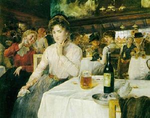 Sinnende Junge Frau Im Wirtshaus by Ernst Nowak