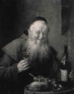 The Jolly Repast: Interior Scene With Monk by Ernst Nowak