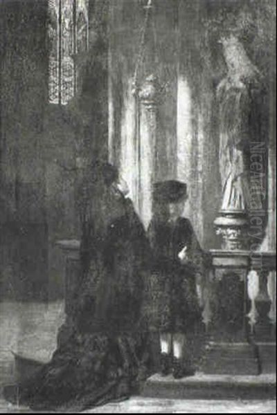 Mother And Child In A Church Interior - view 1