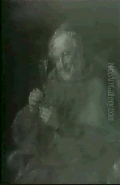 A Cardinal With A Glass Of Wine - view 1