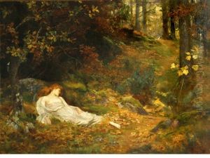 The Sleeping Damsel (una And The Lion) by Arthur Trevithin Nowell