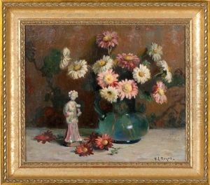 Still Life Of Flowers And A Chinese Figure