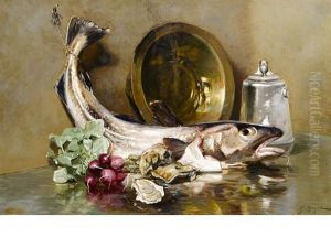 Still Life With Fish And Radishes by George L. Noyes