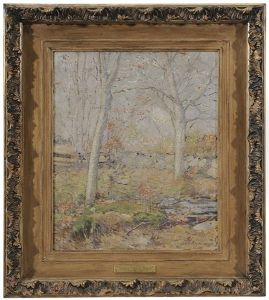 Spring Landscape With Stone Wall