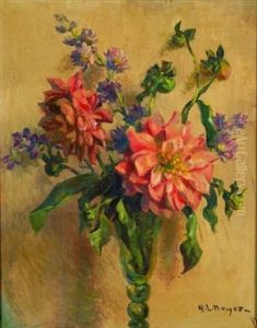 Still Life With Peonies And Larkspur