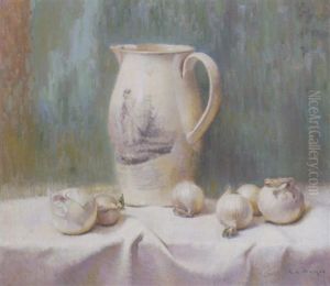 Still Life With Pitcher And Onions by George L. Noyes