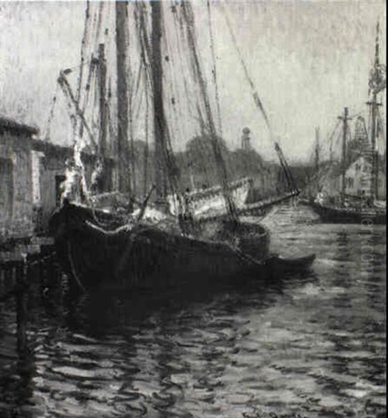 Gloucester Harbor And Fishing Schooner - view 1