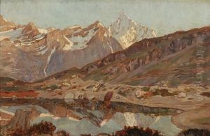 Gebirgslandschaft Mit See by Alexandre Nozal