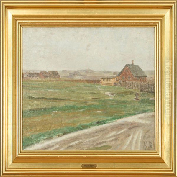 A Jutlandic Landscape With Houses. Signed K. B. 1910 - view 1