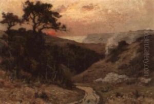 A Valley Leading To The Sea At Sunset by Alexandre Nozal