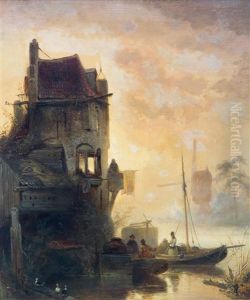 A Tranquil River Scene by Wijnand Nuijen