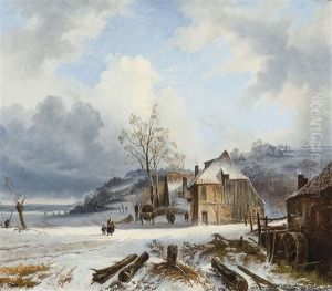 Paysage Vallonne Avec Personnages En Hiver by Wijnand Nuijen