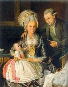 Group Portrait Of A Gentleman And His Wife With Their Child In An Interior by Hermanus Numan