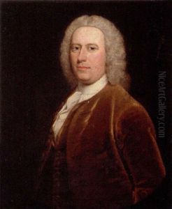 Portrait Of A Gentleman In A Brown Jacket And White Stock