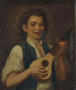 Portrait De Jeune Homme Jouant De La Guitare