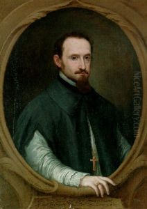Portrait Of The Archbishop Of Seville, Don Ambrioio De Spinola (d.1684) In Clerical Costume In A Sculpted Oval