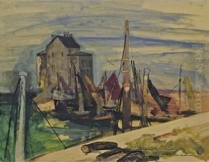 Hafenansicht Mit Lagerhaus In Ostende