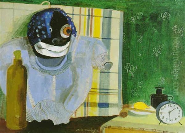 Atelier-stilleben Mit Maske Und Uhr - view 1