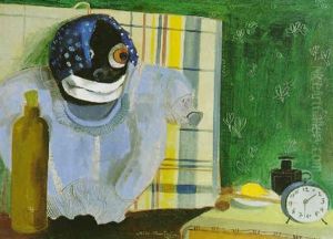 Atelier-stilleben Mit Maske Und Uhr by Felix Nussbaum