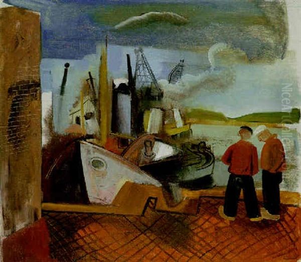 Zwei Manner Am Hafen - view 1