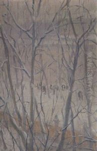 Winterliches Mainufer Mit Spaziergangern Winterliches Mainufer Mit Spaziergangern