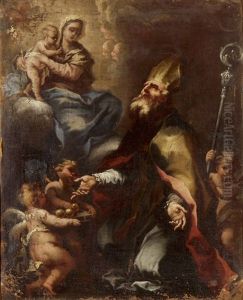 Der Heilige Nikolaus Die Madonna Mit Kind Anbetend by Carlo Francesco Nuvolone