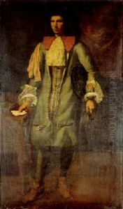Portrait Of Count Flaminio Crivelli, Full Length, In A Lace Jabot, Waistcoat And Grey Coat by Carlo Francesco Nuvolone