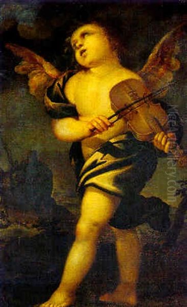 An Angel With A Viola In A Landscape - view 1