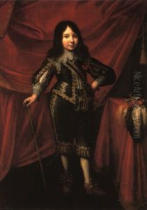 Portrait Of A Young Nobleman Standing In A Dark Green Doublet With A Cane