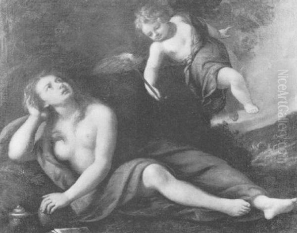 An Angel Appearing To Mary Magdelene Reclining In The Wilderness - view 1