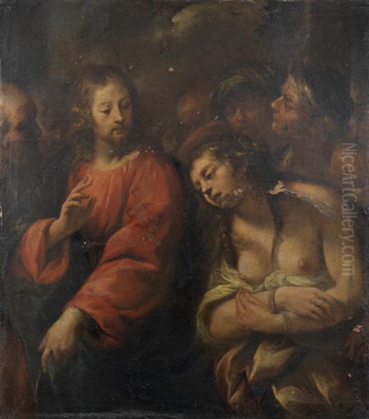 Christ And The Woman Taken In Adultery Unframed - view 1
