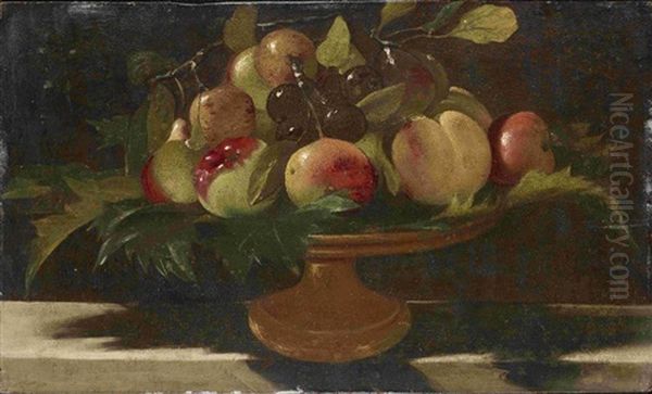 Peaches, Grapes And Apples On A Tazza - view 1