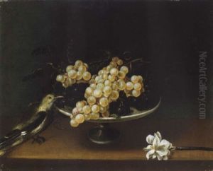 Natura Morta Con Alzatina Con Uva Bianca E Nero, Uccello Ed In Fiore Natura Morta Con Alzatina Con Uva Bianca E Nero, Uccello Ed In Fiore