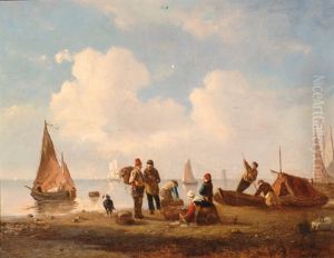 Fishermen On The Beach by Wijnand Jan Joseph Nuyen