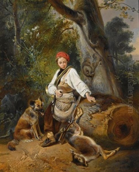 A Hunter At Rest In The Woods - view 1