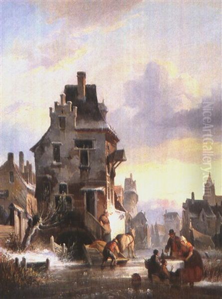 Hollandische Stadt Im Winter - view 1