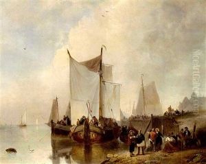 Moored Sailing Vessels Near A Harbour Moored Sailing Vessels Near A Harbour