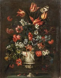 Bouquet Of Flowers In A Stone Vase