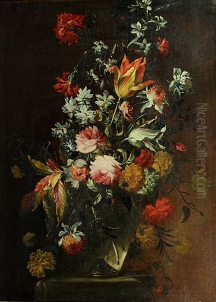 Bouquet De Fleurs Dans Un Vase En Verre - view 1