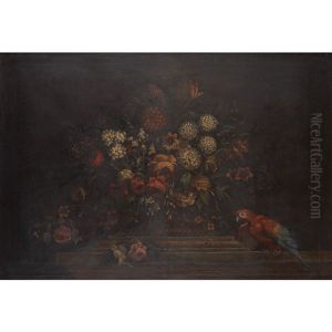 Still Life With Flowers And A Parrot