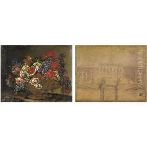 Natura Morta Con Anemoni, Giacinti, Tromboni E Giunchiglie In Una Coppa Di Metallo (+ Veduta Del Campidoglio, Verso)