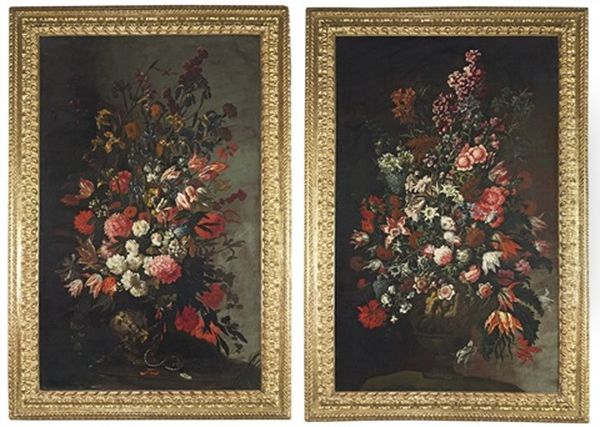 Tulips And Other Flowers, In A Sculpted Urn (+ Roses And Other Flowers; Pair) - view 1