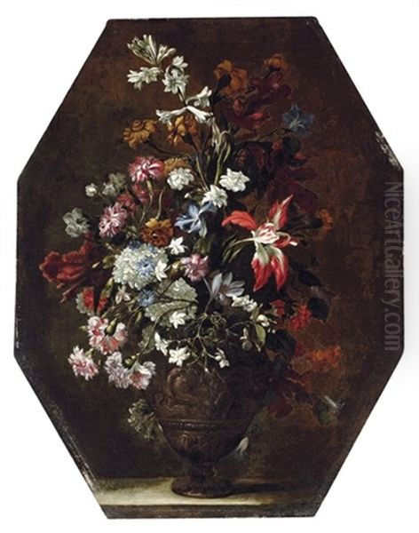 A Lily, An Iris, Carnations, Chrysanthemums And Other Flowers - view 1