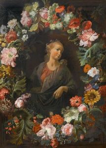 Blumenkranz Um Ein Bildnis Der Madonna