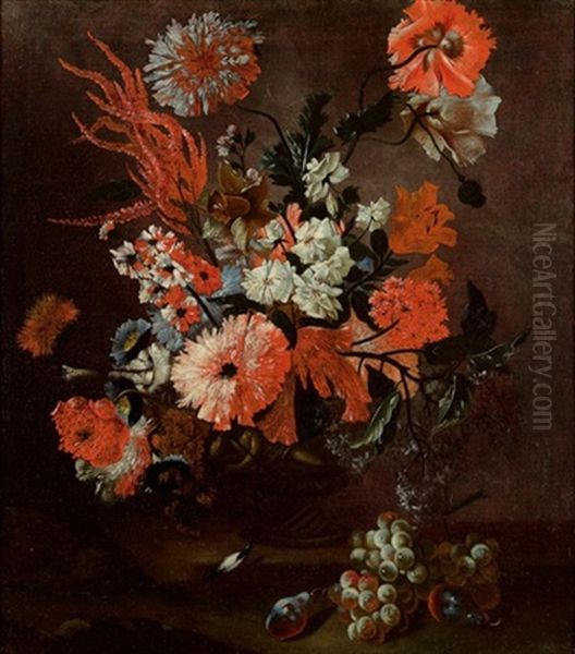 Blumenstillleben Mit Trauben Und Pflaumen - view 1