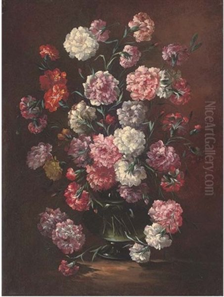 Carnations In A Glass Vase In A Clearing - view 1