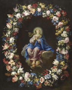 Betende Madonna Im Blumenkranz Betende Madonna Im Blumenkranz