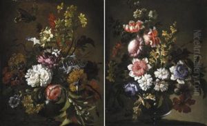Nature Morte Con Vaso Di Fiori (pair) by Mario Nuzzi Mario Dei Fiori